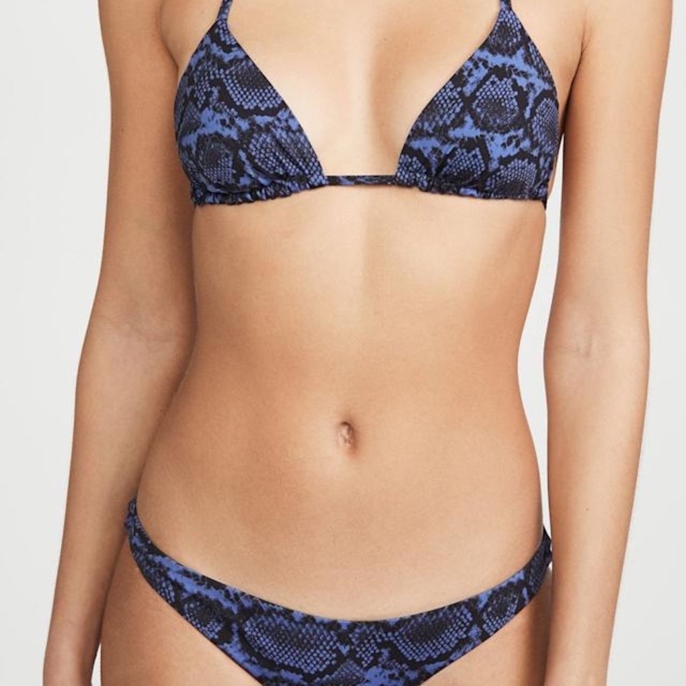 Vitamin A: Gia Reversible Triangle Set, Vinca, Size Small, Snakeskin and Blue